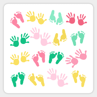 Colorful baby footprint and hands kids Sticker